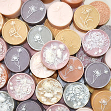 Load image into Gallery viewer, Round botanical soaps in shades of pink green purple and yellow. Fragrance Free Natural Soaps