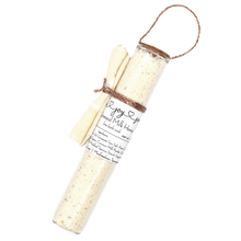 Load image into Gallery viewer, Creamy white bath salt soak in glass tube. Oatmeal Milk and Honey Bath Soak in 12 oz glass jar. Skin Joy Soap Murfreesboro Tennessee