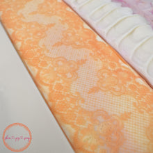 Load image into Gallery viewer, Ivory, pink and orange swirled artisan bar soap loaf with lace impression top. Handcrafted Luxury Natural Soap: Grapefruit Tangerine Soap Supreme is formulated of nourishing botanical oils and cocoa butter, infused with organic coconut milk and luxurious silk fibers. This bright citrus scent smells of ruby grapefruits, juicy tangerines, and joyful positivity. Skin Joy Soap Murfreesboro Tennessee