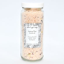 Load image into Gallery viewer, Jasmine Rose Bath Soak is a gentle blend of sea salts, epsom salt and fine fragrance. This classic scent has a companion soap bar that is a customer-favorite; Jasmine Rose is a sweet, floral fragrance with notes of jasmine and rose.