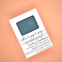 Load image into Gallery viewer, Sky blue artisan soap bars packaged in w white window box. Handcrafted Luxury Natural Man Soap: Southern Gentleman is formulated of nourishing botanical oils infused with luxurious silk amino acids. The fragrance profile is a squarely masculine with notes of bergamot, sultry oakmoss, amber, lavender and woods. Skin Joy Soap Murfreesboro Tennessee
