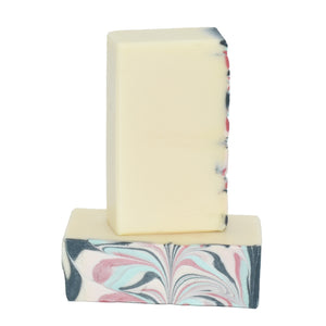 Lush Soap creamy white bar soap with pink and blue swirled top