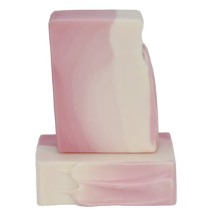 Rosy pink and creamy white ombre soap bar