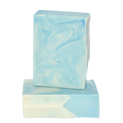 Blue and white swirled artisan soap bars.  Handcrafted Luxury Natural Soap: The essence of HOPE is crisp mountain air and snow covered pines, with hints of cranberry and clove buds - a beautiful seasonal fragrance.  HOPE Joy Bar is formulated of nourishing botanical oils, organic coconut milk and silk fibers, infused with holiday cheer.  Skin Joy Soap Murfreesboro Tennessee