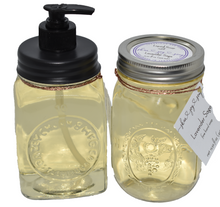 Load image into Gallery viewer, Lavender Sage Liquid Soap in Frosted Glass Jar. Ultra gentle Lavender Sage liquid soap is formulated with organic coconut and sunflower seed oils and fragranced to perfection with our best selling Lavender Sage, classic clean herbaceous dream. Skin Joy Soap Murfreesboro Tennessee
